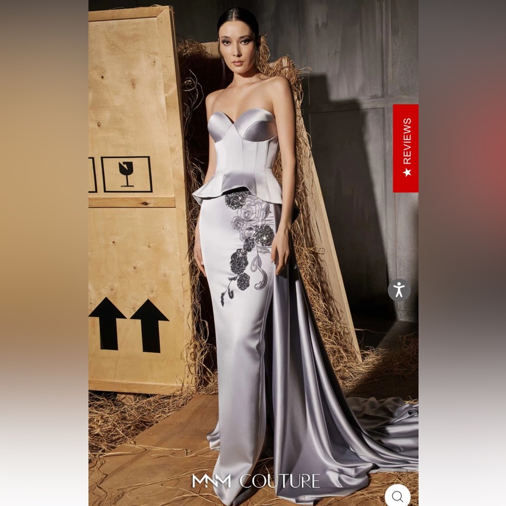 Elegant Silver Evening Gown